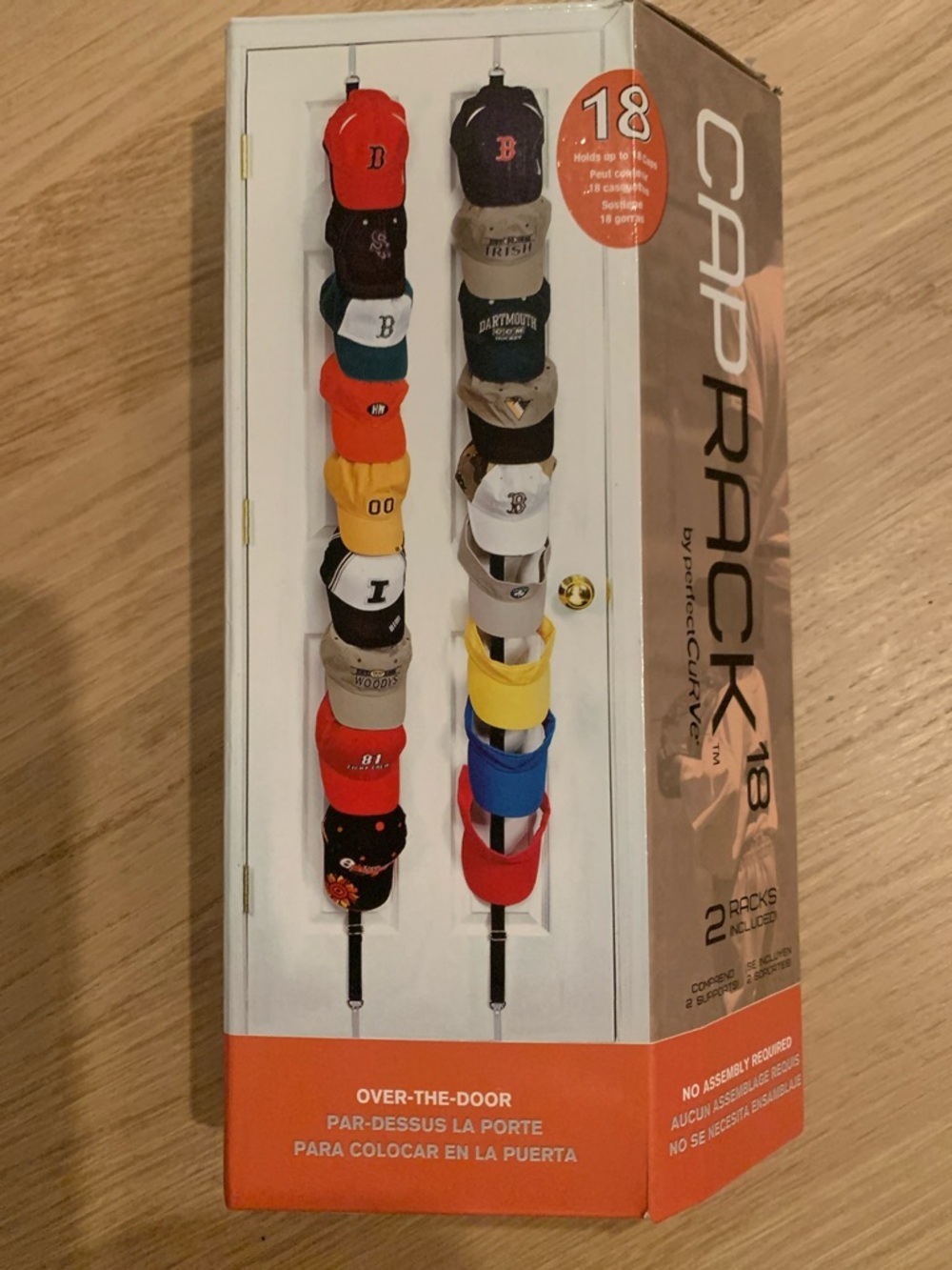 Perfect Curve Cap Rack | Over-The-Door Hat Organizer | Holds 18 Caps